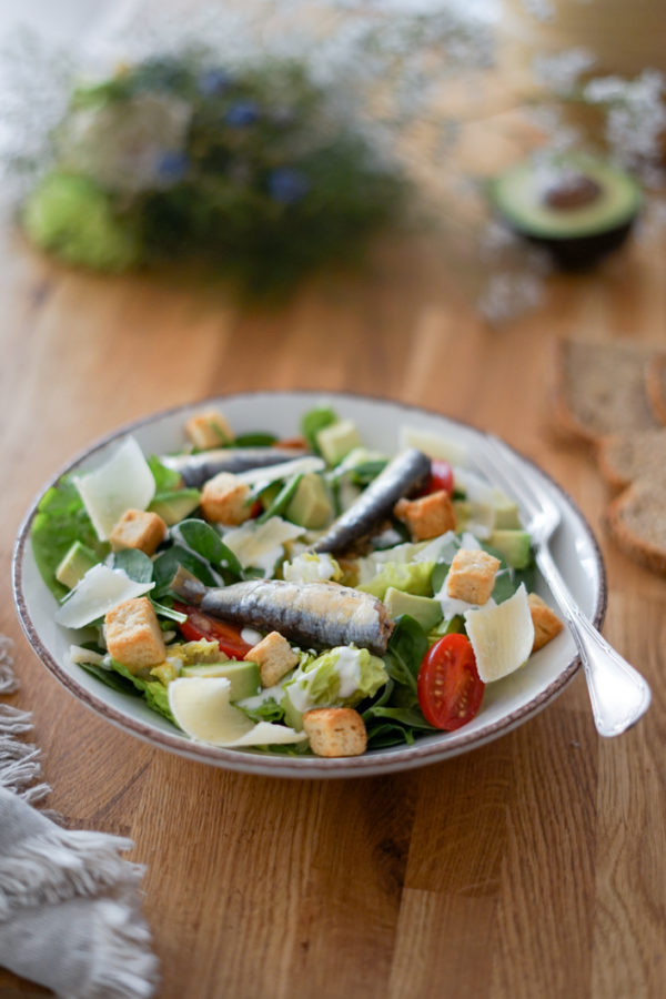 Salade caesar à la sardine Les Pépites de Noisette