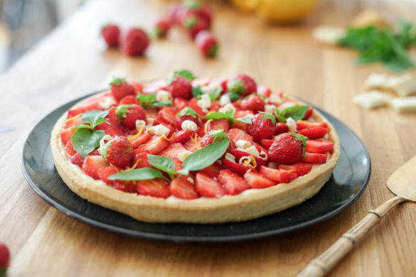 Tarte Aux Fraises Basilic - Les Pépites De Noisette