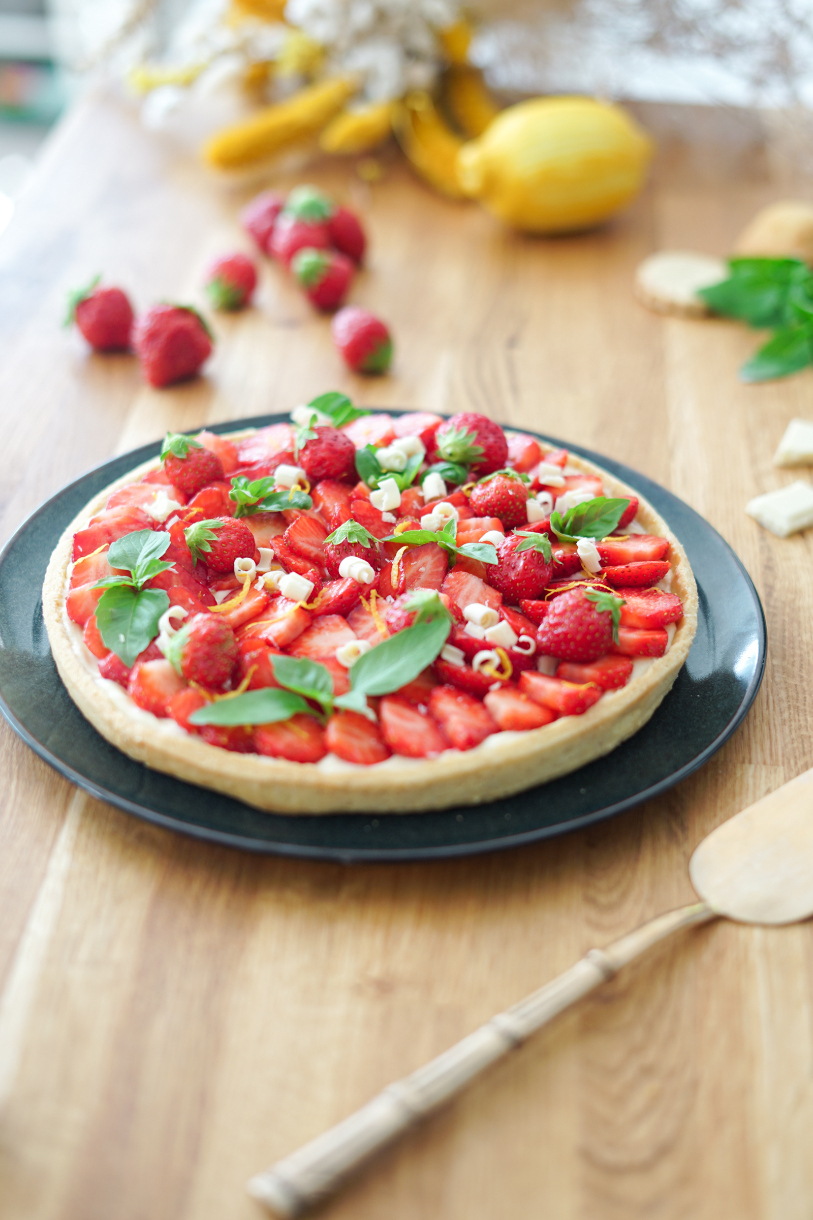 Tarte Aux Fraises Basilic - Les Pépites De Noisette